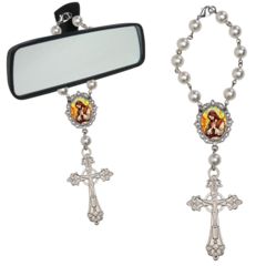 Dezena Terço Carro Retrovisor Coração Sagrado de Jesus