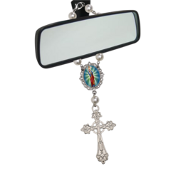 Dezena Terço Carro Retrovisor Coração Sagrado de Jesus