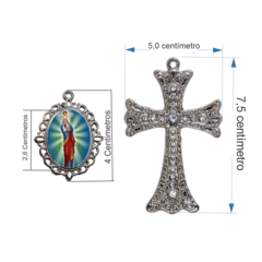 Terço Noiva Prata Coração Sagrado de Jesus Mod Casamento Relicario em Perolas 12mm Homenagem na internet