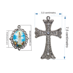 Terço Noiva Prata Nossa Senhora de Fatima Casamento Relicario em Perolas 12mm Homenagem na internet