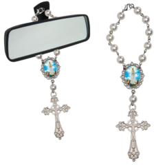 Dezena Terço Carro Retrovisor Nossa Senhora de Fatima - Lembrancinhas Religiosas