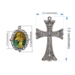 Terço Noiva Prata Santa Mãe Rainha Casamento Relicario em Perolas 12mm Homenagem na internet