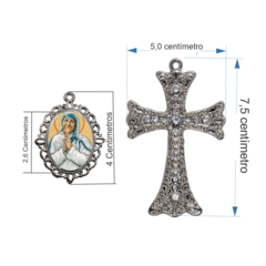Terço Noiva Prata Santa Teresa de Calcutá Casamento Relicario em Perolas 12mm Homenagem na internet