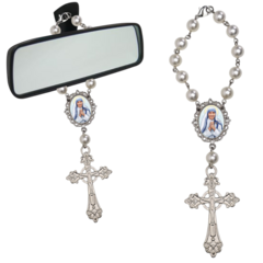 Dezena Terço Carro Retrovisor Santa Teresa de Calcutá - Lembrancinhas Religiosas