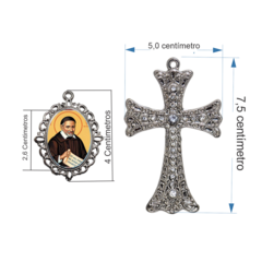 Terço Noiva Prata São Vicente de Paula Casamento Relicario em Perolas 12mm Homenagem na internet