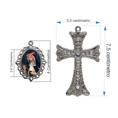Terço Noiva Prata Santa Rita de Cássia Casamento Relicario em Perolas 12mm Homenagem na internet