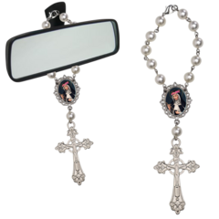 Dezena Terço Carro Retrovisor Santa Rita de Cássia Medalha - comprar online