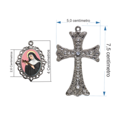Terço Noiva Prata Santa Rita de Cássia Casamento Relicario em Perolas 12mm Homenagem na internet