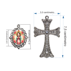 Terço Noiva Prata Nossa Senhora de Guadalupe Casamento Relicario em Perolas 12mm Homenagem na internet