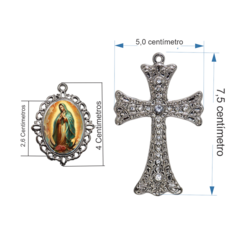 Terço Noiva Prata Nossa Senhora de Guadalupe Casamento Relicario em Perolas 12mm Homenagem na internet