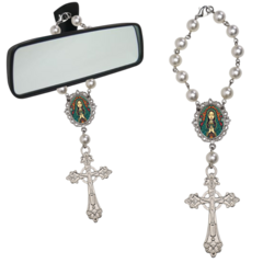Dezena Terço Carro Retrovisor Santa Maria Medalha - Lembrancinhas Religiosas