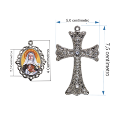 Terço Noiva Prata Santa Catarina de Sena Casamento Relicario em Perolas 12mm Homenagem na internet