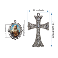 Terço Noiva Prata Santa Catarina de Sena Casamento Relicario em Perolas 12mm Homenagem na internet