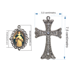 Terço Noiva Prata Santa Catarina de Sena Casamento Relicario em Perolas 12mm Homenagem na internet