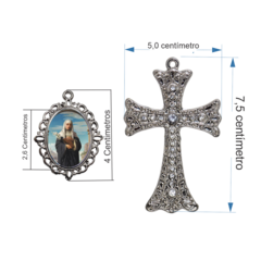 Terço Noiva Prata Santa Catarina de Sena Casamento Relicario em Perolas 12mm Homenagem na internet