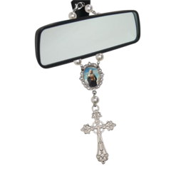 Dezena Terço Carro Retrovisor Santa Catarina Medalha - Lembrancinhas Religiosas