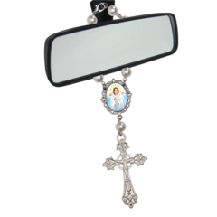 Dezena Terço Carro Retrovisor Nossa Senhora Mistica Medalha - Lembrancinhas Religiosas