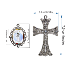 Terço Noiva Prata Santa Joana D Arc Casamento Relicario em Perolas 12mm Homenagem na internet