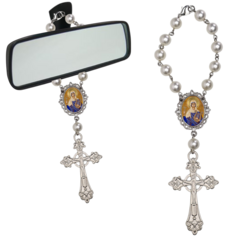 Dezena Terço Carro Retrovisor Santa Cecilia Medalha - Lembrancinhas Religiosas