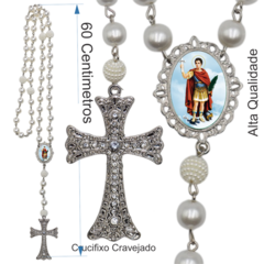 Terço Noiva Prata Nossa Senhorada Aparecida Casamento Relicario em Perolas 12mm Homenagem - loja online