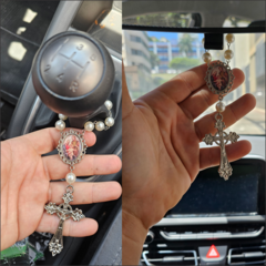 Dezena Terço Carro Retrovisor Santa Teresinha Medalha