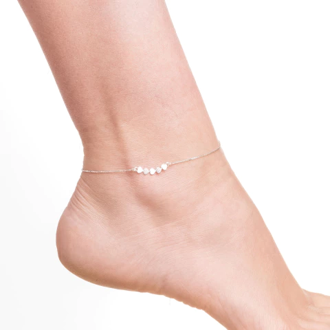 Tornozeleira em Prata 925 Cinco Corações