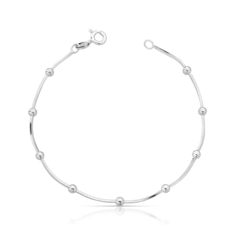 Pulseira de Prata Rabo de Rato com Bolinhas