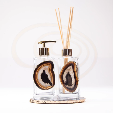 Kit Lavabo Vidro 250ml Ágata Preta - comprar online