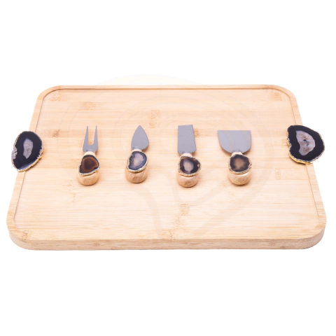 Kit Queijo de Bambu Ágata Preta ( 4 peças ) - comprar online