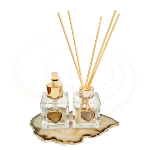 Kit Lavabo Vidro 100ml Coração Ágata Natural
