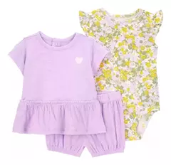 Conjunto 3pç Lilás Body Floral Carter's - loja online