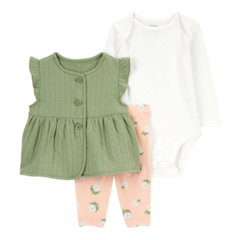 Conjunto 3pç Colete Verde Menina Carter's - comprar online