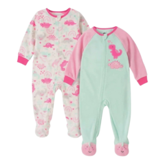 Kit 2 Macacões Fleece Dinossauros Menina Kidsheadquarters