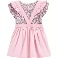 Jardineira Salopete Rosa Blusa Floral Carter's - comprar online