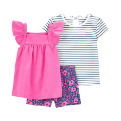 Conjunto 3pç Rosa Menina Carter's