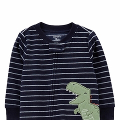 Imagem do Macacão Fleece Azul Listrado Dinossauro Carter's