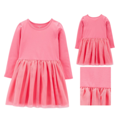 Vestido Manga Longa Saia Tutu Menina Carter's