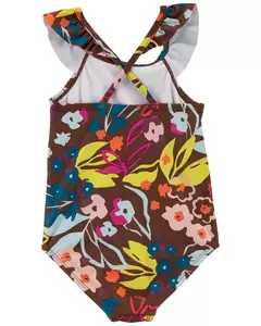 Maiô Marrom Floral Proteção UPF 50+ - comprar online