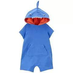 Romper Azul Com Capuz Tubarão Carter's