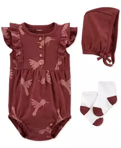 Romper 3pç Marrom Beija Flor Carter's na internet