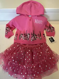 Conjunto 3pç Moletom Com Capuz Saia Tutu Minnie Mouse Disney - comprar online