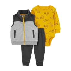 Conjunto 3pç Colete Fleece Construção Menino Carter's