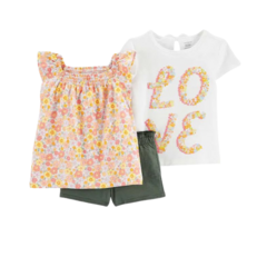 Conjunto 3pç Floral Love Menina Carter's