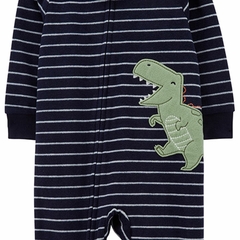 Macacão Fleece Azul Listrado Dinossauro Carter's - Viannas Importados