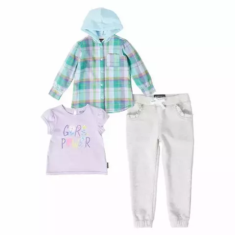 Conjunto 3pç Camisa Xadrez Menina Buffalo David Bitton