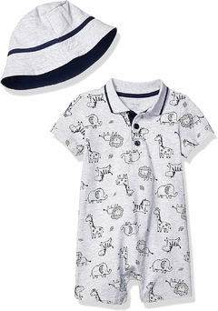 Romper 2pç Com Chapéu Animais Little Me - Viannas Importados
