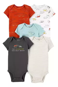 Kit Body 5pç Manga Curta Dinossauro Bebê Menino Carter's na internet