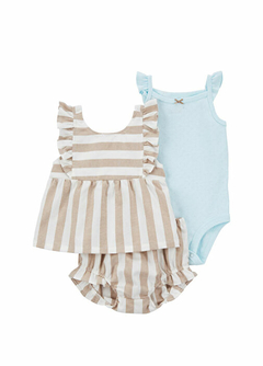 Conjunto 3pç Listrado Bebê Menina Carter's - Viannas Importados