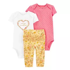 Conjunto 3pç Calça Amarela Floral Carter's