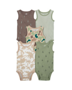 Imagem do Kit Body 5pç Regata Dinossauros Bebê Menino Carter's